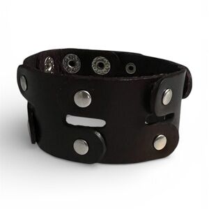 Brown Leather Studded Bracelet